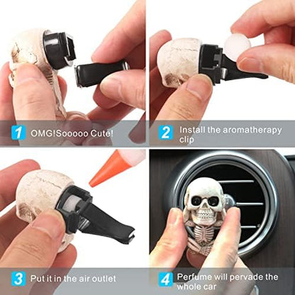 Skull Decor Car Air Freshener Vent Clips Goth Halloween Decorations