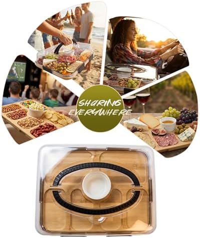 Charcuterie Board with Lid & 2 Ice Pack, Upgraded 6 Snap Laches, Sauce