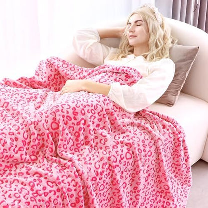 MIBOI Pink Leopard Blanket, Cute Small Pink Throw Blanket for Girls