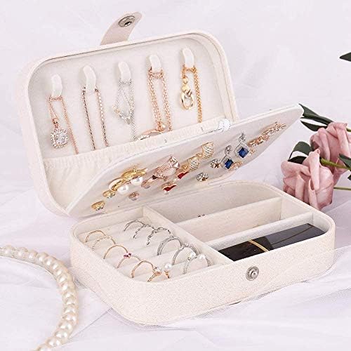 Small Portable Jewelry Organizer, Double Layer PU Leather Mini Jewelry