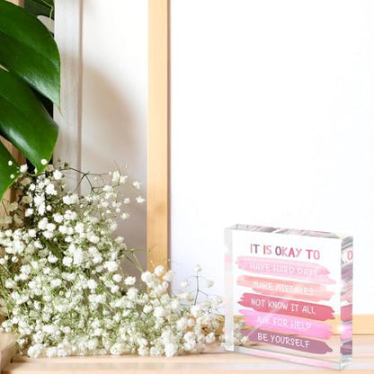 Mental Health Decor - Pink Office Decor Ornaments Teacher Desk