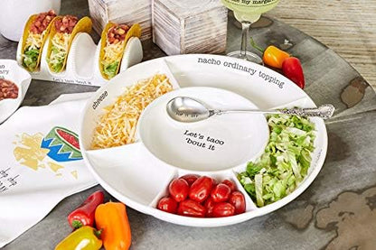 Mud Pie Taco bar Condiment Serving Platter, White