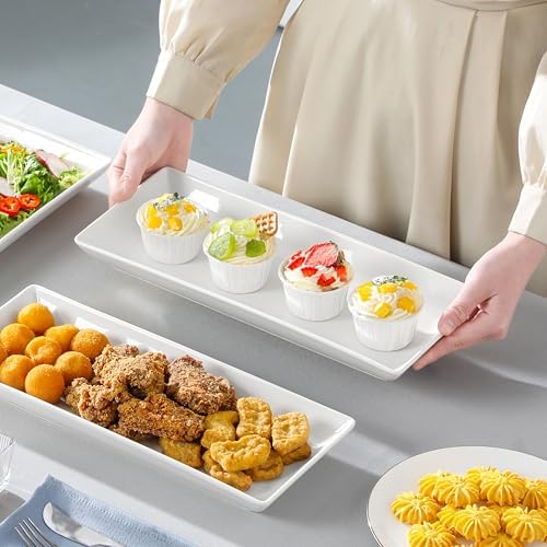MALACASA 3 Tier Serving Trays for Party, 14 Inch Porcelain White Trays