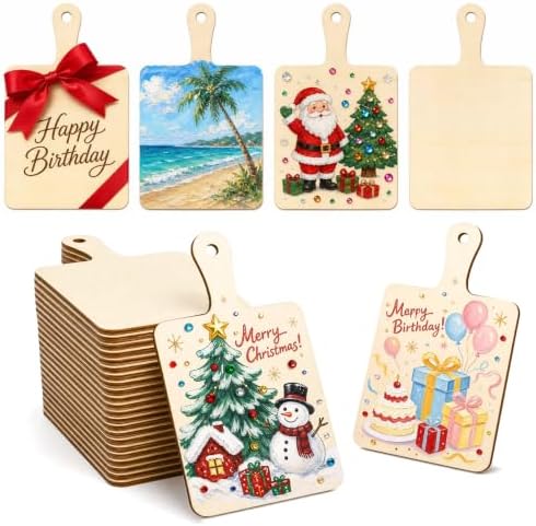 Vmiapxo 24 Pack Unfinished Wood Cutting Board Craft with Handle
