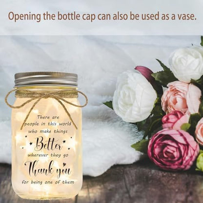 Thank You Gifts for Women Men - Mason Jar Night Light