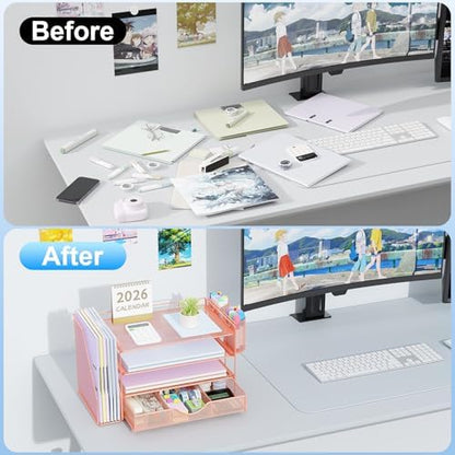 gianotter Desk Organizers and Accessories with File Holder, 4-Tier