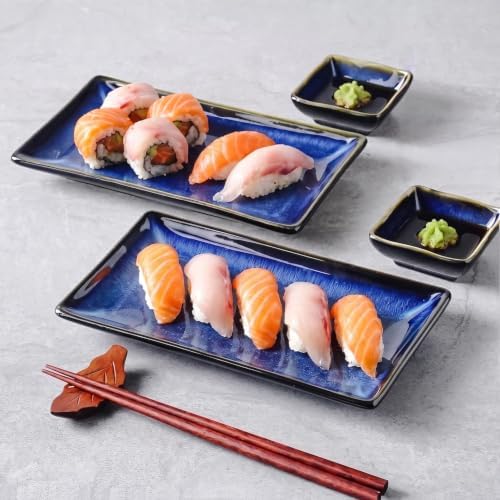 Ceramic Sushi Serving Tray Sets 2, 6 Pieces Japanese Style Porcelain