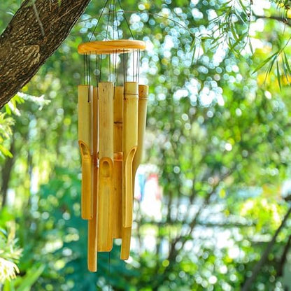 Bamboo Wind Chime for Outside, Wooden Wind Chimes Garden Memorial