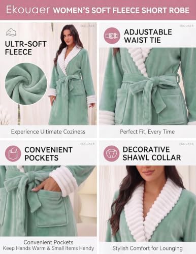 Ekouaer Soft Robes for Women Fluffy,Warm Fleece Robe,Cozy Plush