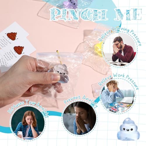 Wettarn 24 Sets Colorful Poop Fidget Keychains with Cards, Funny Gifts