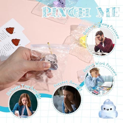 Wettarn 24 Sets Colorful Poop Fidget Keychains with Cards, Funny Gifts