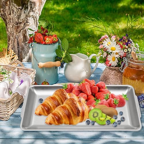 3Pcs 304 Stainless Steel Food Serving Tray, 12.6" Rectangular Serving