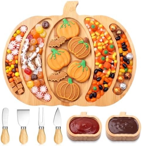 Weysat Halloween Pumpkin Charcuterie Boards Set Large Fall Platter