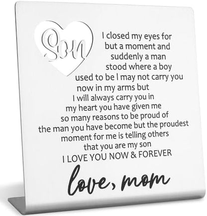 Son Gift From Mom, Desk Decorative Sign Birthday Gift for Son, Thank