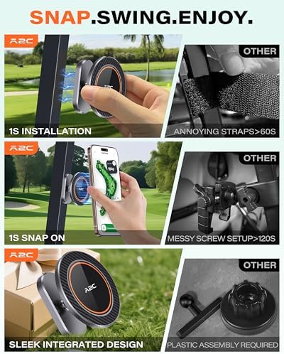 A2C Alloy Magnetic Golf Cart Phone Holder, Unique Golf Accessories for