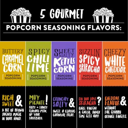 Urban Accents Movie Night Popcorn Gift Set, 3 Varieties & 5 Seasonings