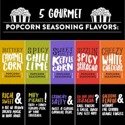 Urban Accents Movie Night Popcorn Gift Set, 3 Varieties & 5 Seasonings