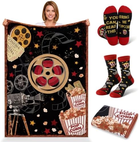 HunnmingRe 2 Pcs Movie Night Throw Blankek 60"x 50" and Sock Gifts Set