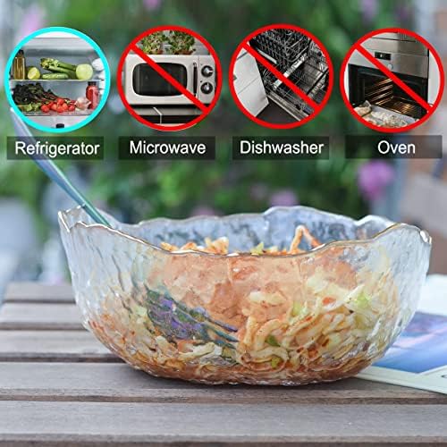 Glass Salad Bowl Set of 3 Phnom Penh Mixing Bowls Irregular Shape