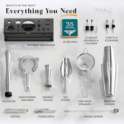 BARE BARREL® Mixology Bartender Kit Bar Set | 16-Piece Cocktail Shaker