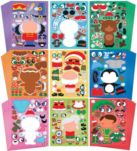 JOYIN 48 Pcs Christmas Make A Face Sticker Sheets Make Your Characters