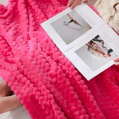Puncuntex Hot Pink Throw Blanket 50"×60" Gifts for Mom Fuzzy 3D