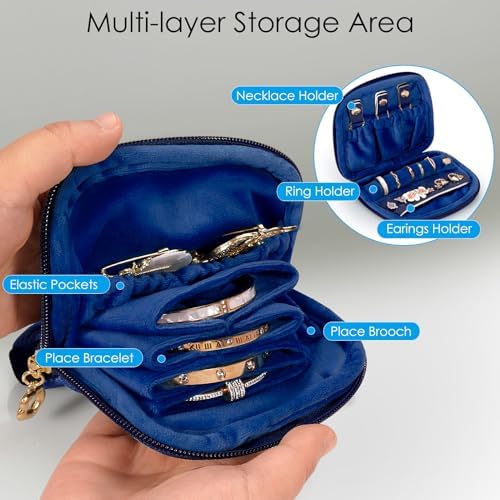 SITHON Double Layer Travel Jewelry Case with Ring Holder