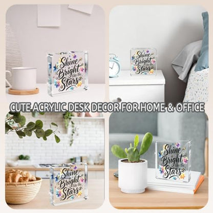 Inspirational Quotes Desk Decor, Cute Star Acrylic Sign, Positive