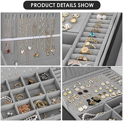 Jewelry Box, Jewelry Boxes for Women & Men with PU Leather, 2 Layer