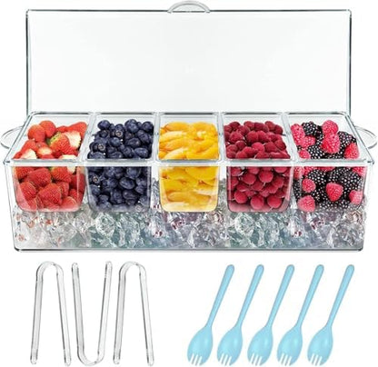INNOVATIVE LIFE Bar Serving Tray on Ice with 5 Compartments Container