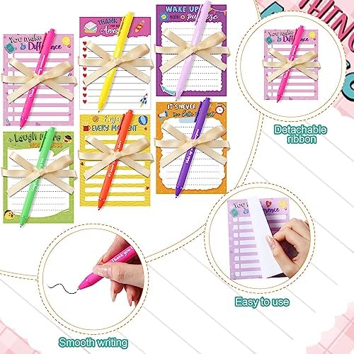Yeaqee 12 Set Motivational Sticky Notes with Pens, Coworker Gifts