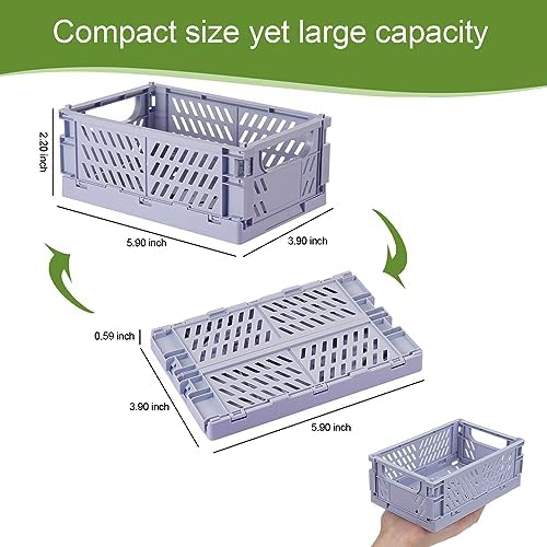 HUUSMOT 6-Pack Collapsible Small Plastic Storage Baskets