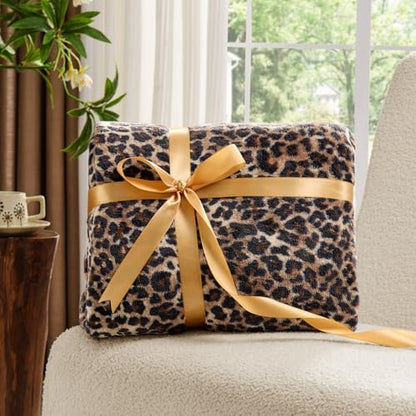 BEDELITE Fleece Blanket Soft Plush Throw for Couch Brown Leopard