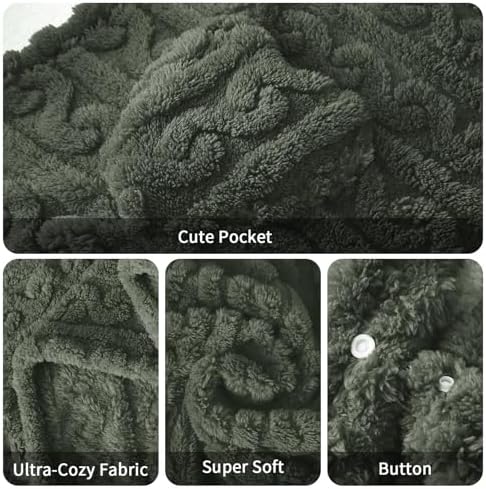 Wearable Blanket Sherpa Fleece Shawl Blanket with Pockets Blanket