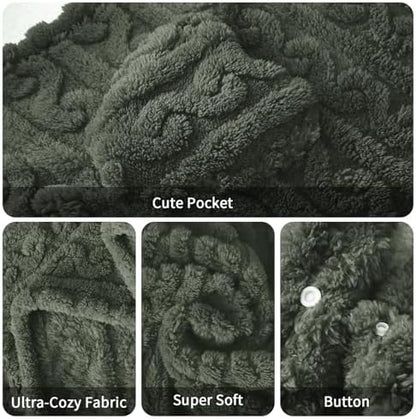 Wearable Blanket Sherpa Fleece Shawl Blanket with Pockets Blanket