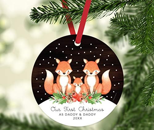 Andaz Press Custom Year Gay Couple Family Metal Christmas Ornament