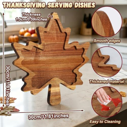 Maple Leaf charcuterie Board, Fall Acacia Wood Serving Tray