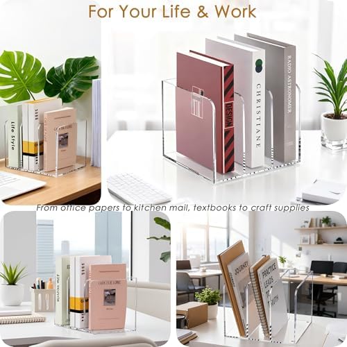 SANRUI Clear Acrylic Vertical Magazine File Organizer with 3-Slot