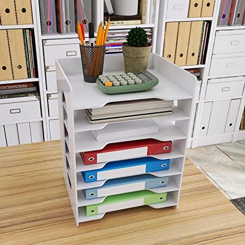Natwind 7-Tier Office File Organizer For Desk,Paper Sorter,White