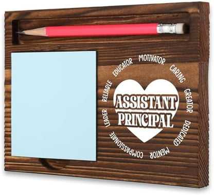 Assistant Principal Thank You Gift, Rustic Wooden Pencil Note Holder