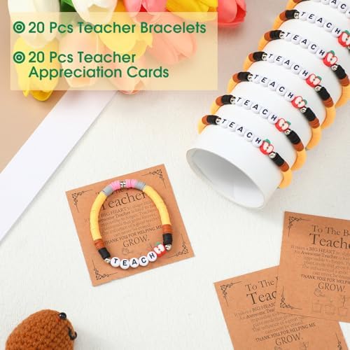 Landical 20 Set End of Year Teacher Gifts Pencil Bracelets