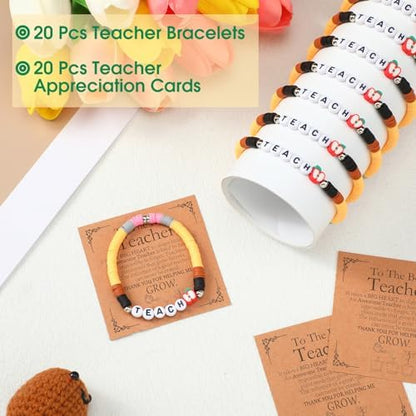 Landical 20 Set End of Year Teacher Gifts Pencil Bracelets