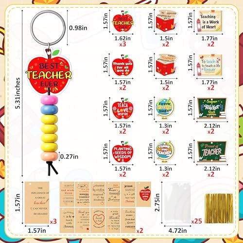 25 Sets Teacher Appreciation Week Gifts Bulk – Acrylic Apple Keychain