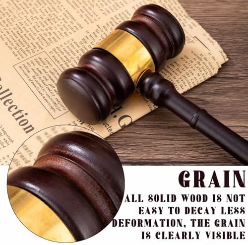 Gavel and Block Set 9.65x3.43" Natrual Wooden Gavel with 4.72" Round