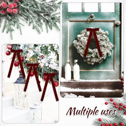 Whaline 12Pcs Velvet Christmas Bows for Candlestick Decor 4" x 12"
