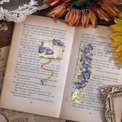 2PCS Metal Butterfly Bookmark Gift Set, Van Gogh Oil Painting Themed