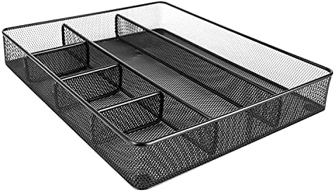 Amazon Basics Mesh Desk Drawer Organizer with 6 Compartments, Non-Slip