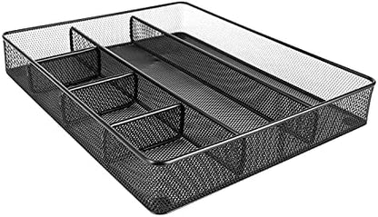 Amazon Basics Metal Mesh Desk Organizer with 6 Compartments, Anti-Slip