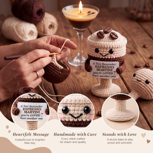 Martini Glass Crochet Keepsake, Creative Handmade Knitted Decor