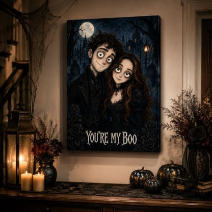 TWING Custom Gothic Photo Canvas, Halloween Portrait Art, 12x12